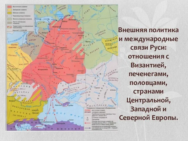 Внешняя политика и международные связи Руси: отношения с Византией, печенегами, половцами, странами