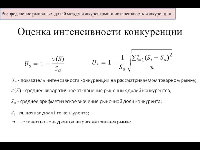 Оценка интенсивности конкуренции