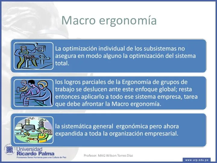 Macro ergonomía Profesor: MAG Wilson Torres Díaz