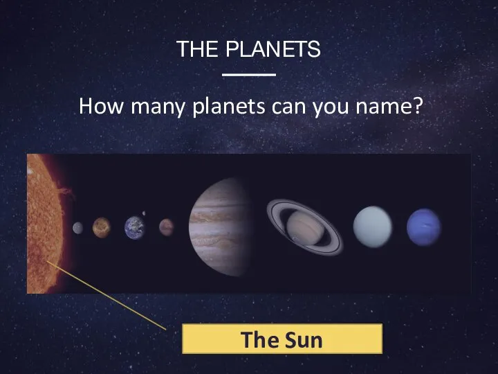 THE PLANETS How many planets can you name? The Sun