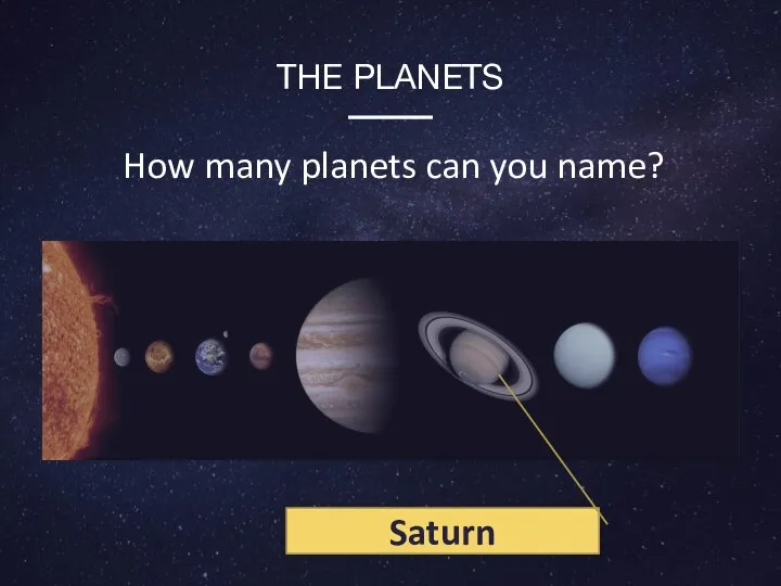 THE PLANETS How many planets can you name? Saturn