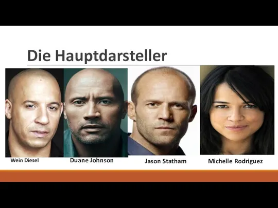 Die Hauptdarsteller Wein Diesel Duane Johnson Jason Statham Michelle Rodriguez