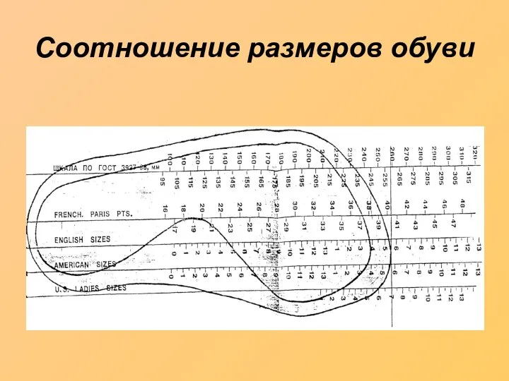 Соотношение размеров обуви