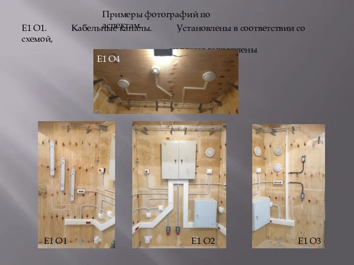 Е1 О1. Кабельные каналы. Установлены в соответствии со схемой, надежно закреплены Е1