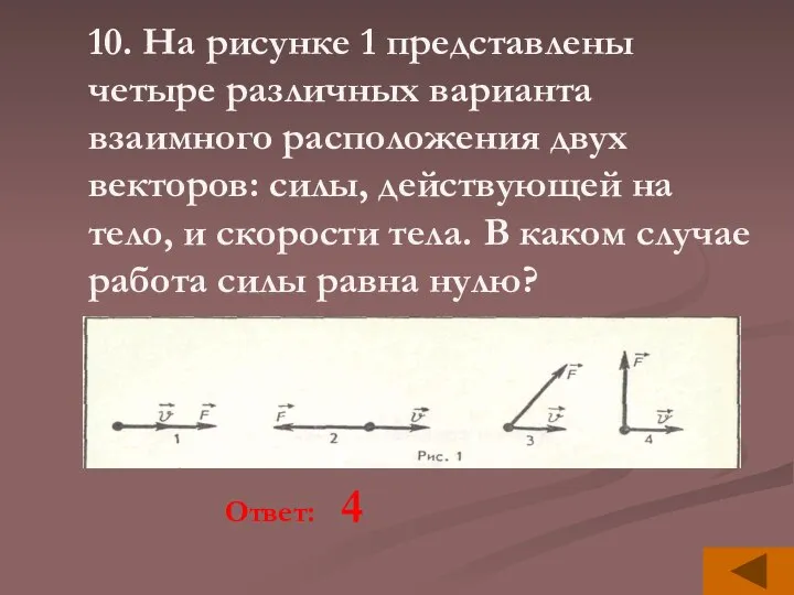 10. На рисунке 1 представлены четыре различных варианта взаимного расположения двух векторов: