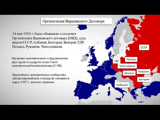 14 мая 1955 г. было объявлено о создании Организации Варшавского договора (ОВД),