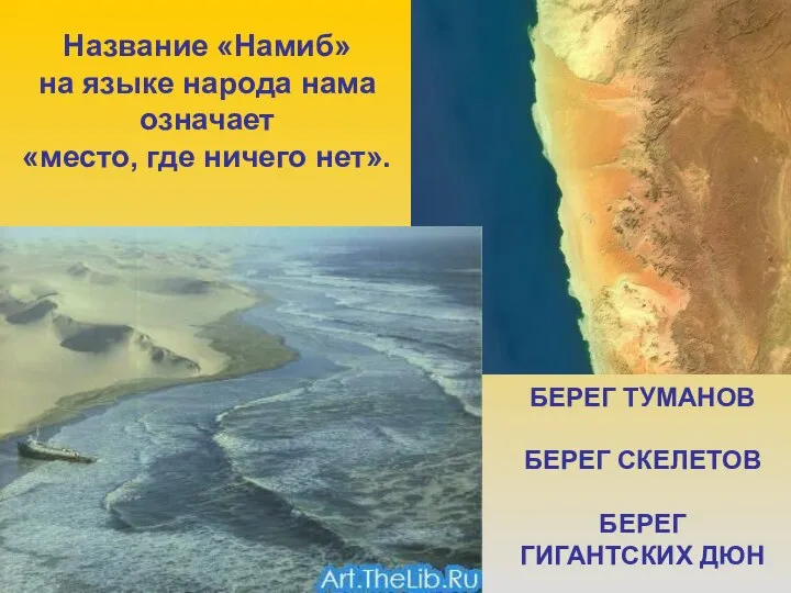 Название «Намиб» на языке народа нама означает «место, где ничего нет». БЕРЕГ