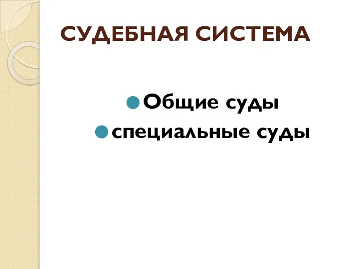 СУДЕБНАЯ СИСТЕМА Общие суды специальные суды