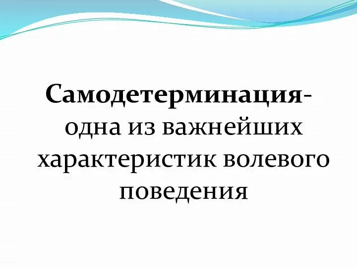 Самодетерминация-одна из важнейших характеристик волевого поведения