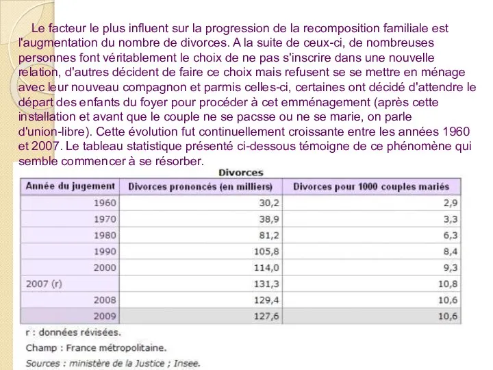 Le facteur le plus influent sur la progression de la recomposition familiale