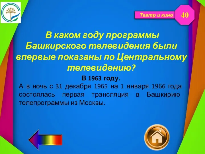 Театр и кино В каком году программы Башкирского телевидения были впервые показаны