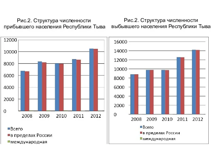 Рис.2. Структура численности прибывшего населения Республики Тыва Рис.2. Структура численности выбывшего населения Республики Тыва