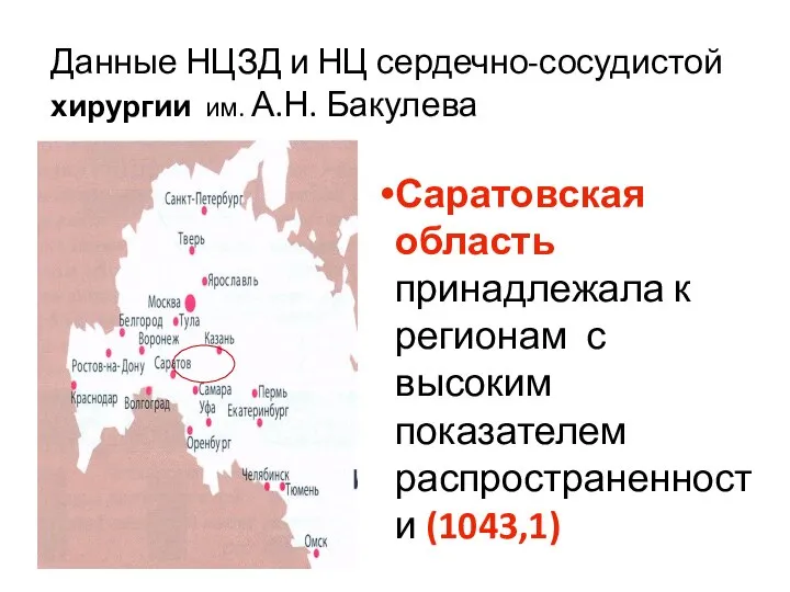 Данные НЦЗД и НЦ сердечно-сосудистой хирургии им. А.Н. Бакулева Саратовская область принадлежала