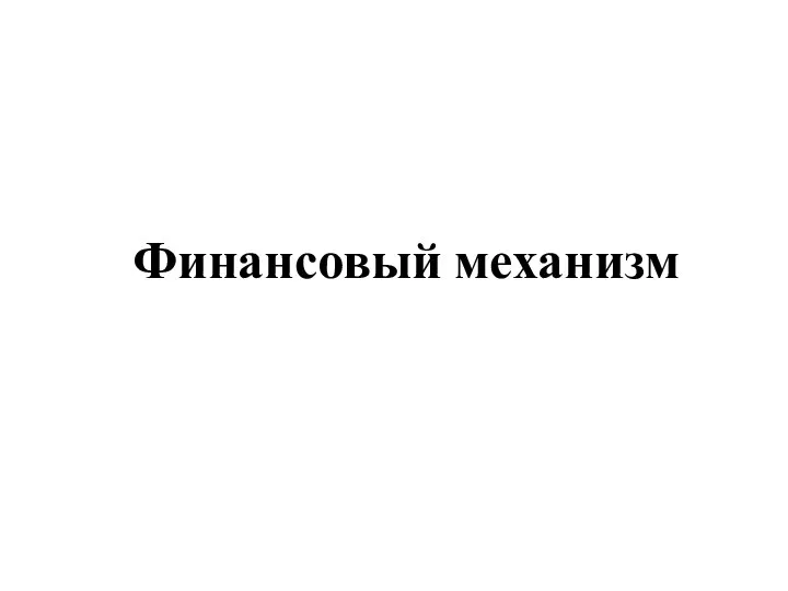 Финансовый механизм