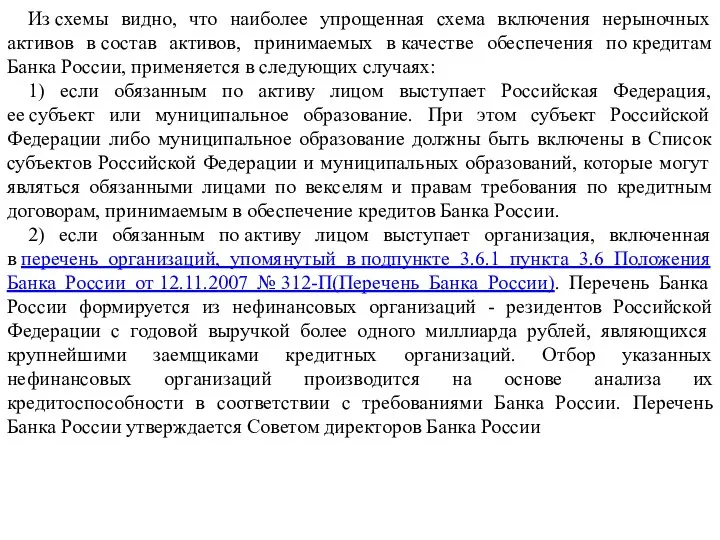 Из схемы видно, что наиболее упрощенная схема включения нерыночных активов в состав