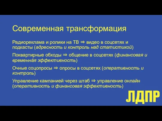 Современная трансформация Радиореклама и ролики на ТВ ⇒ видео в соцсетях и