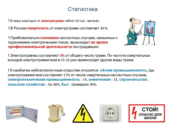 ! Приблизительно половина несчастных случаев, связанных с поражением электрическим током, происходит во