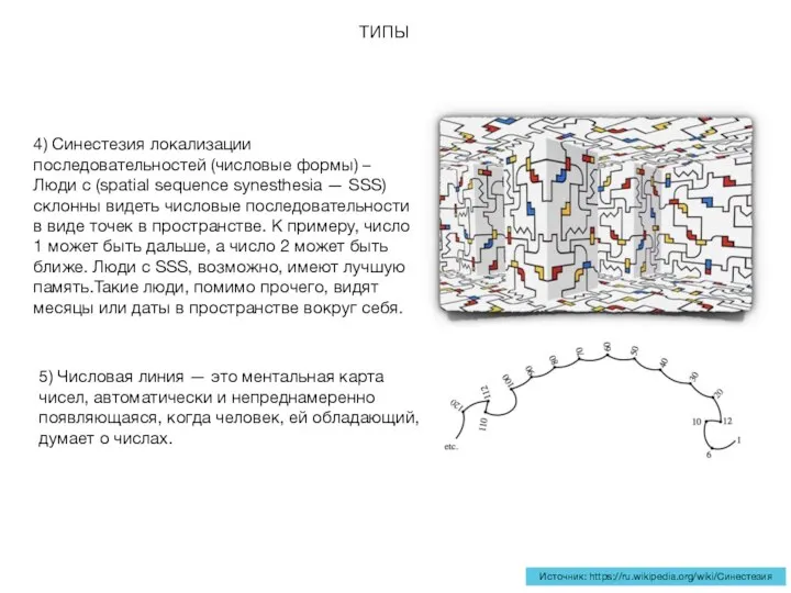 4) Синестезия локализации последовательностей (числовые формы) – Люди с (spatial sequence synesthesia