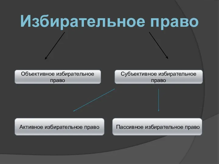 Объективное избирательное право Субъективное избирательное право Активное избирательное право Пассивное избирательное право Избирательное право