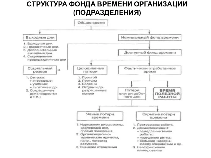 СТРУКТУРА ФОНДА ВРЕМЕНИ ОРГАНИЗАЦИИ (ПОДРАЗДЕЛЕНИЯ)