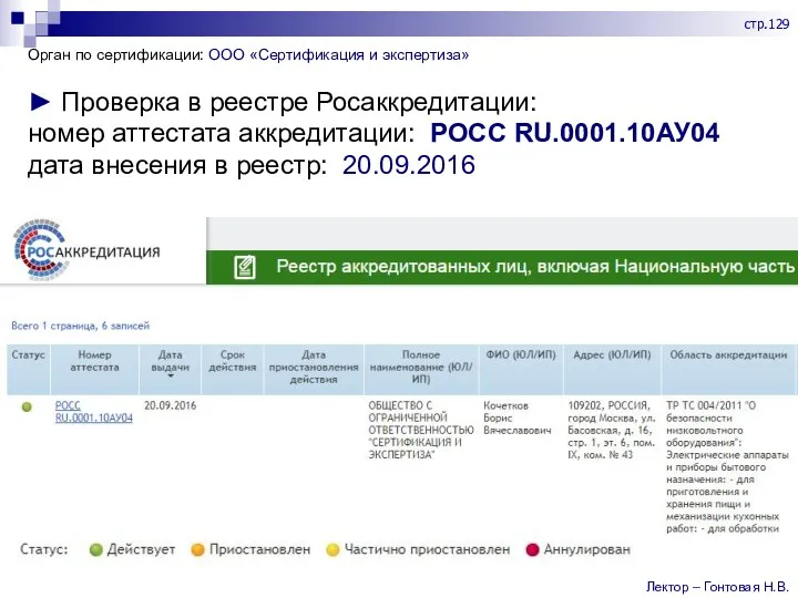 Орган по сертификации: ООО «Сертификация и экспертиза» ► Проверка в реестре Росаккредитации: