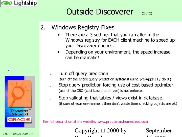 Copyright  2000 by Russ Proudman September 16, 2023 Outside Discoverer (2