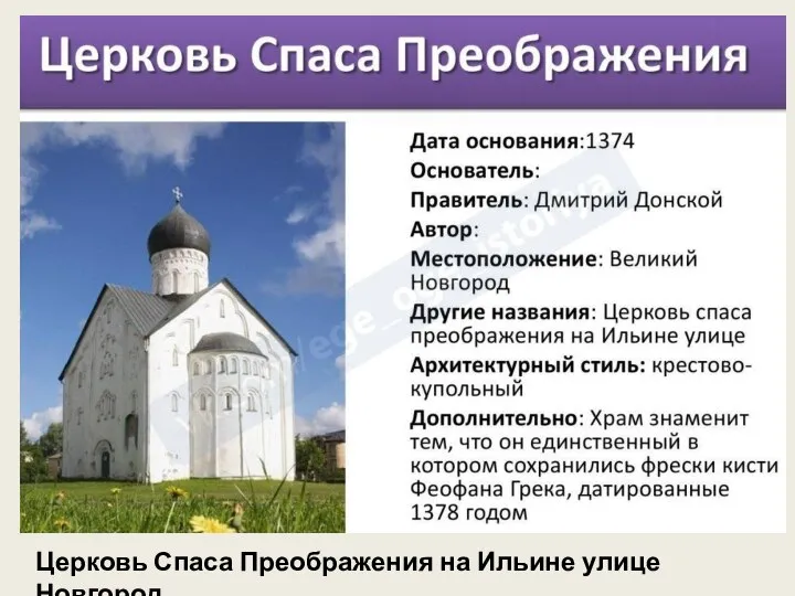 Церковь Спаса Преображения на Ильине улице Новгород