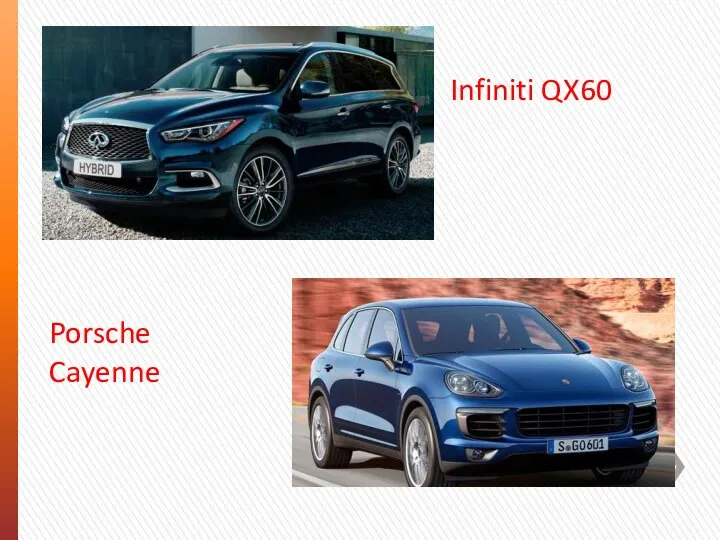 Infiniti QX60 Porsche Cayenne