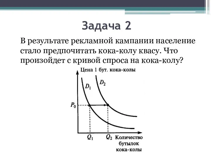 Задача 2 В результате рекламной кампании население стало предпочитать кока-колу квасу. Что