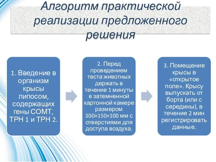 Алгоритм практической реализации предложенного решения