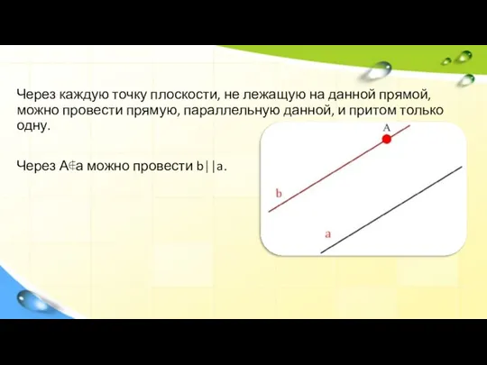 Через каждую точку плоскости, не лежащую на данной прямой, можно провести прямую,