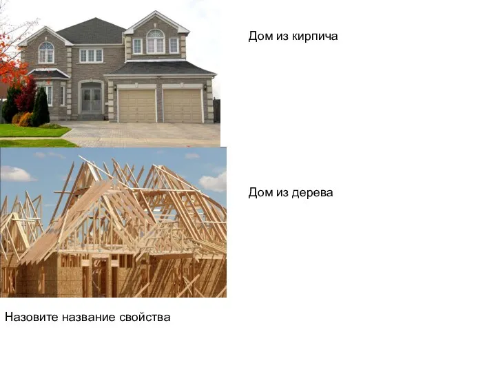 Дом из кирпича Дом из дерева Назовите название свойства