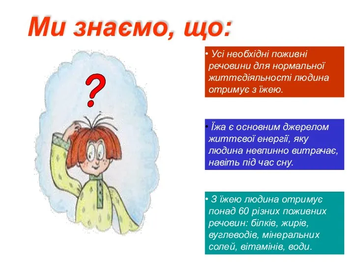 Їжа є основним джерелом життєвої енергії, яку людина невпинно витрачає, навіть під