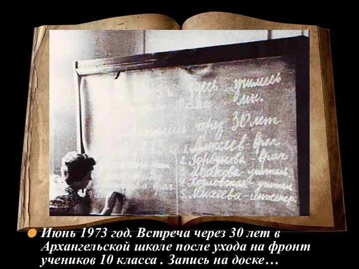 Июнь 1973 год. Встреча через 30 лет в Архангельской школе после ухода