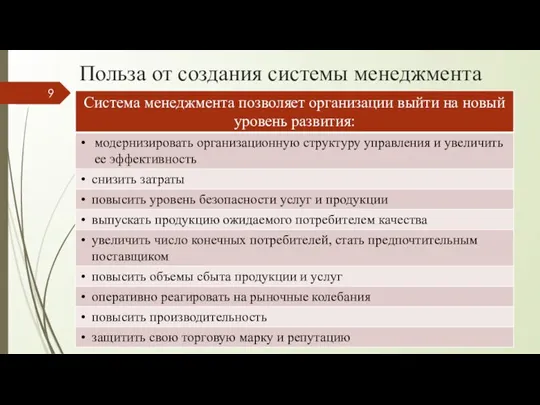 Польза от создания системы менеджмента