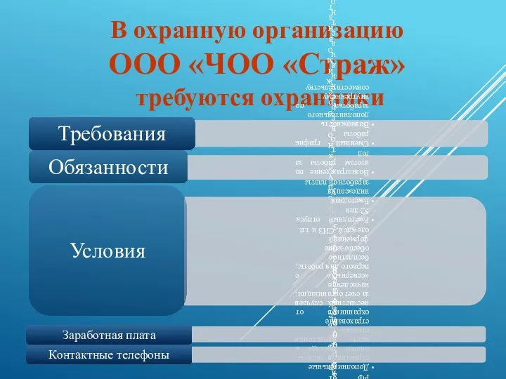 Объявление. В охранную службу ООО ЧОО Страж требуются охранники