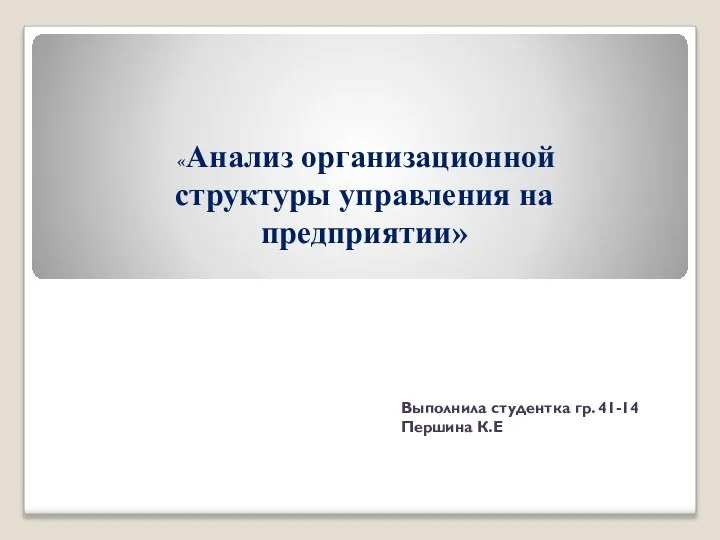 Анализ организационной структуры управления на предприятии ООО Спецстроймонтаж г. Оренбург