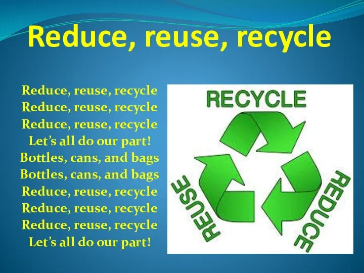 Reduce, reuse, recycle Reduce, reuse, recycle Reduce, reuse, recycle Reduce, reuse, recycle