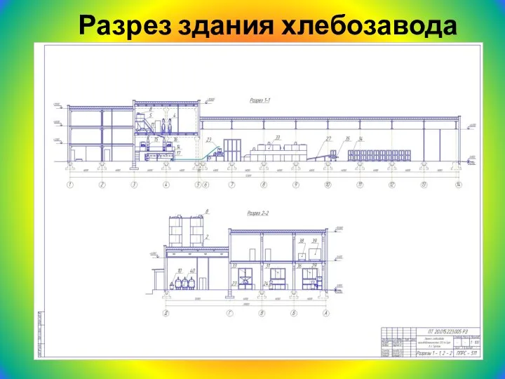 Разрез здания хлебозавода