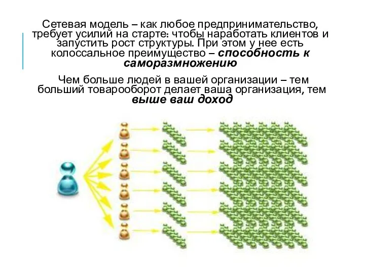 Сетевая модель – как любое предпринимательство, требует усилий на старте: чтобы наработать