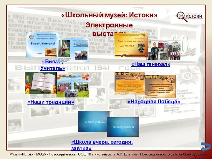 «Школьный музей: Истоки» Музей «Истоки» МОБУ «Новосергиевская СОШ № 3 им. генерала