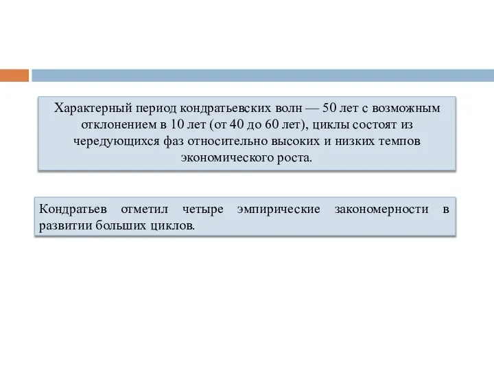 Характерный период кондратьевских волн — 50 лет с возможным отклонением в 10