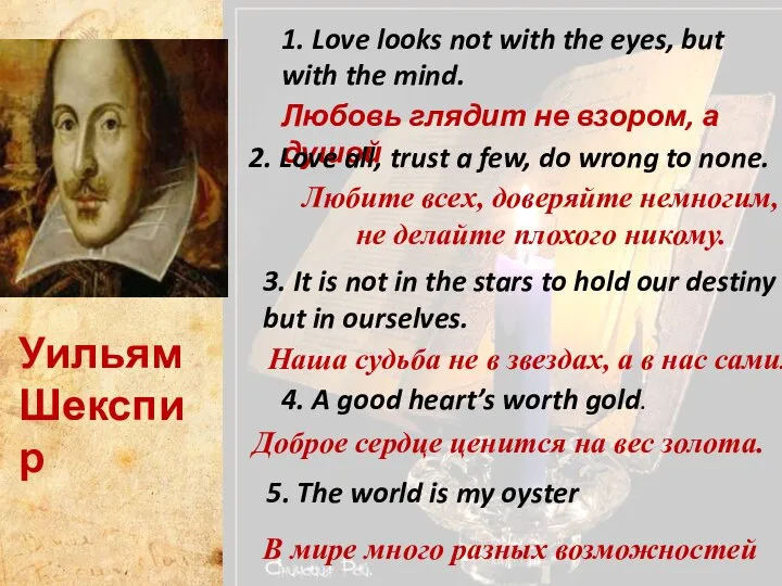 Великий гуманист Уильям Шекспир 1564-1616