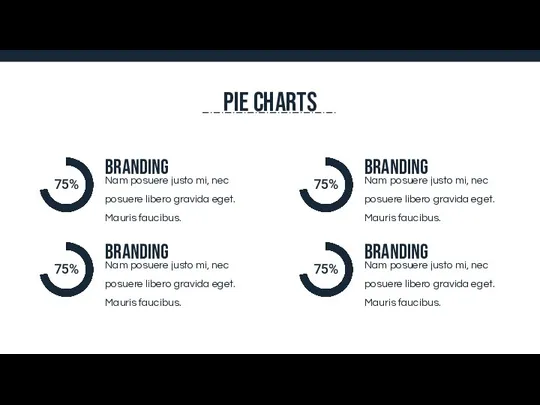 PIE CHARTS 75% Nam posuere justo mi, nec posuere libero gravida eget.