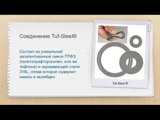 Соединение Tuf-Steel® Cостоит из уникальной запатентованной смеси ПТФЭ (политетрафторэтилен, или же тефлона)