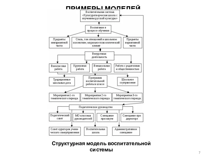 ПРИМЕРЫ МОДЕЛЕЙ Структурная модель воспитательной системы