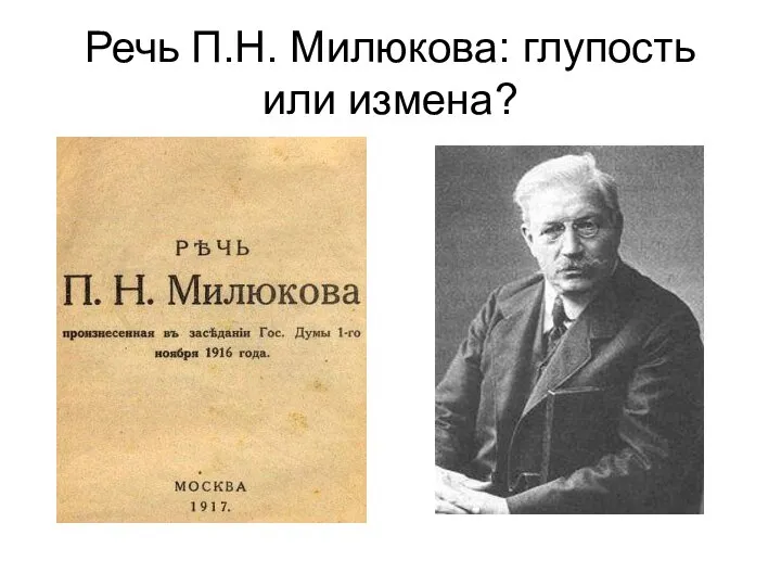 Речь П.Н. Милюкова: глупость или измена?