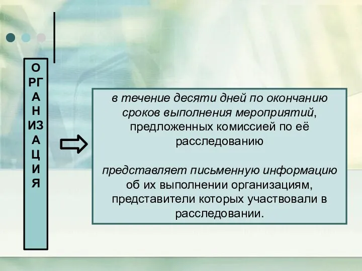 в течение десяти дней по окончанию сроков выполнения мероприятий, предложенных комиссией по