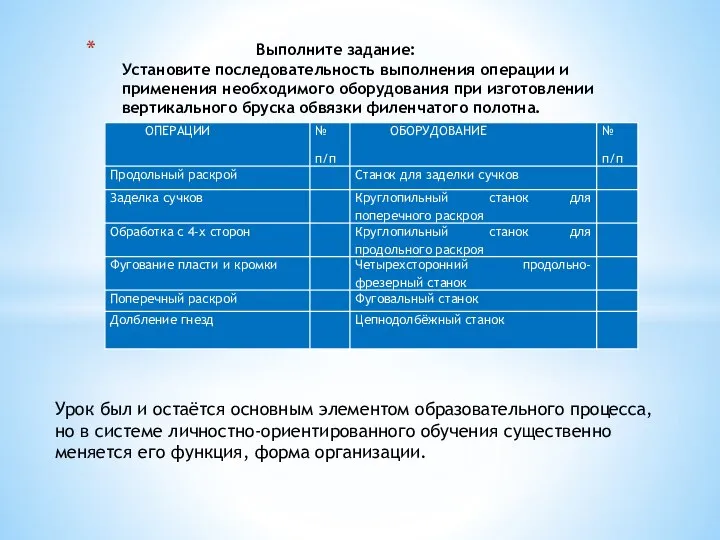 Урок был и остаётся основным элементом образовательного процесса, но в системе личностно-ориентированного