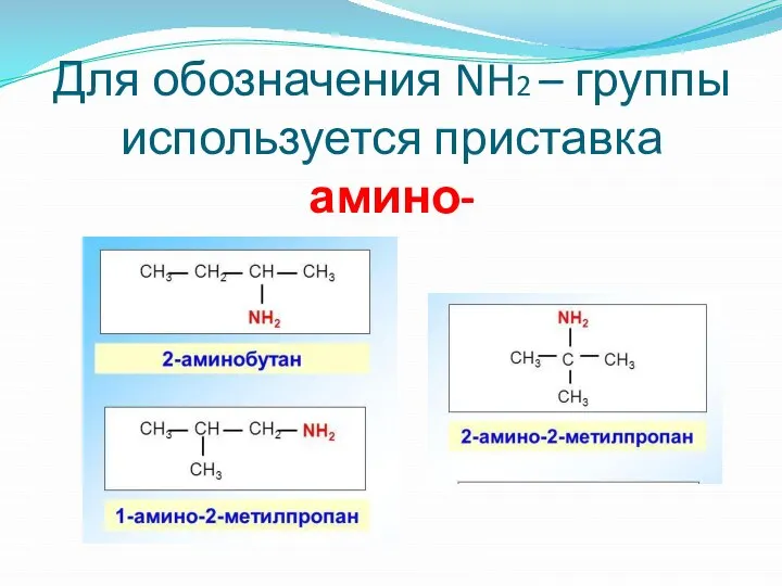 Для обозначения NH2 – группы используется приставка амино-